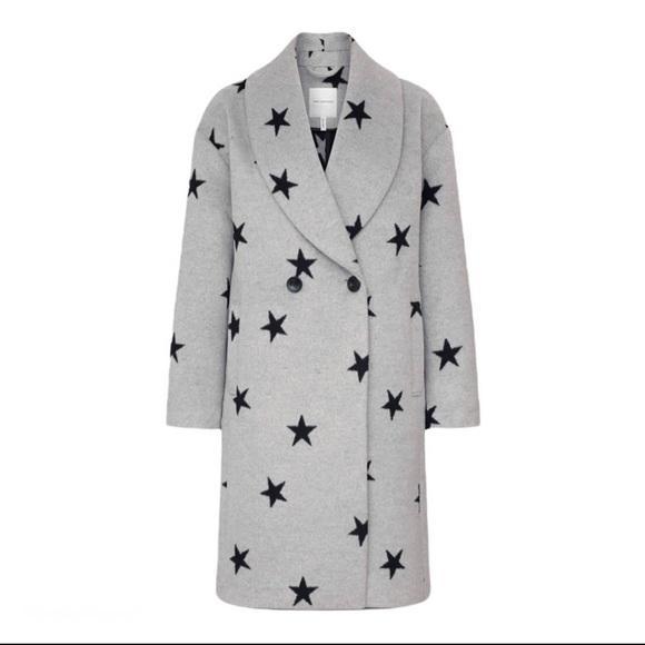 Avec Les Filles Gray Double Face Star Print Cocoon Coat - Picture 1 of 13